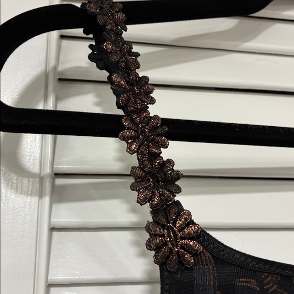 Marie Jo Avero Convertible Bra 36D Black and Brown Floral Bra Shimmery Goldish - Picture 5 of 10